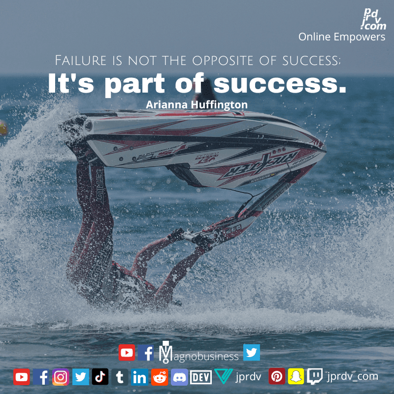 
"Failure is not the opposite of success; it's part of success." ~ Ariana Huffington
