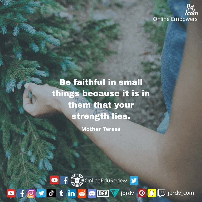 
"Be faithful in small things because it is in them that your strength lies." ~ Mother Teresa
